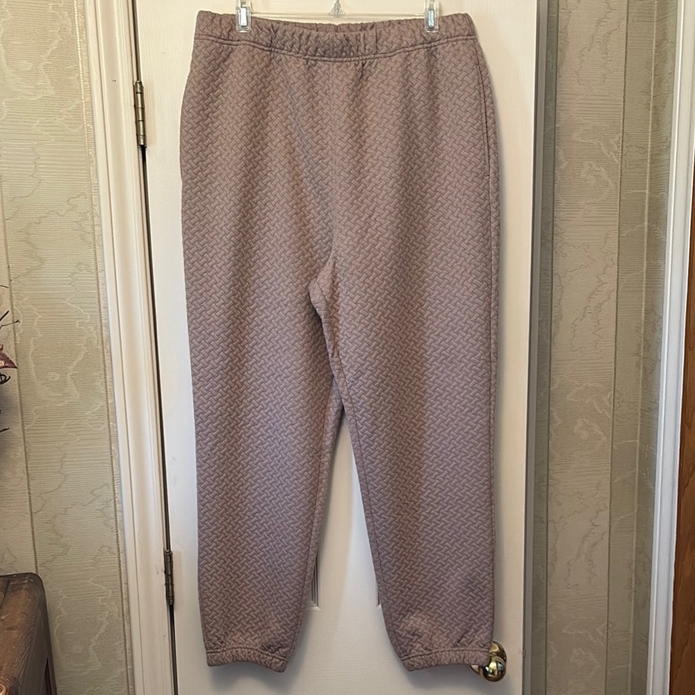 Textured Taupe-Tan Jogger Sweat Pants EUC
